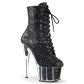 Pleaser ADORE-1020G Black Glitter Platform Ankle Boots - Shoecup.com - 1